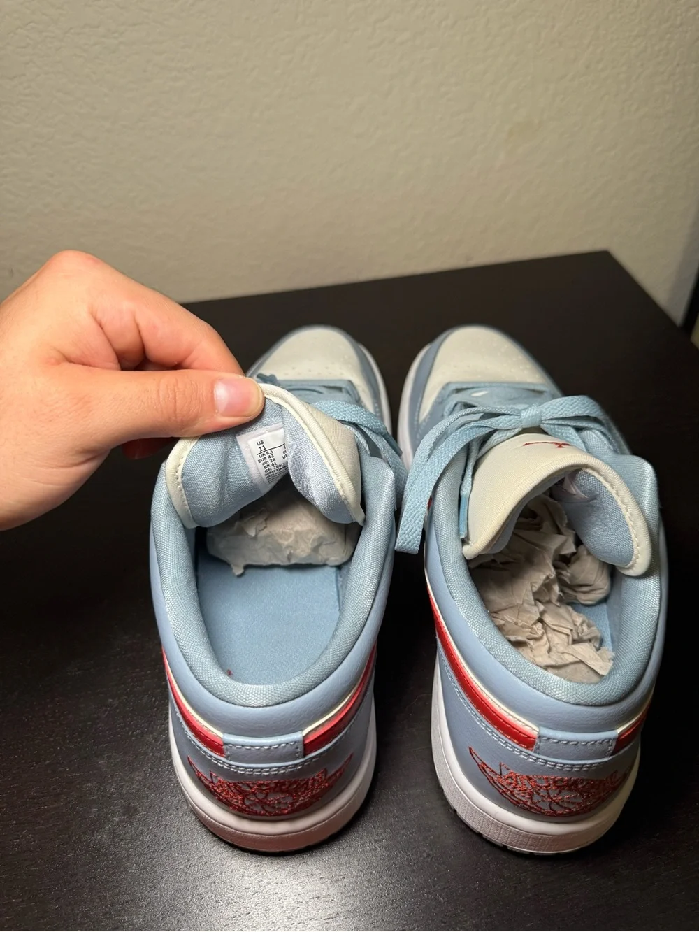 Nike Air Jordan 1 Low - Light Blue, White & Red Swoosh
